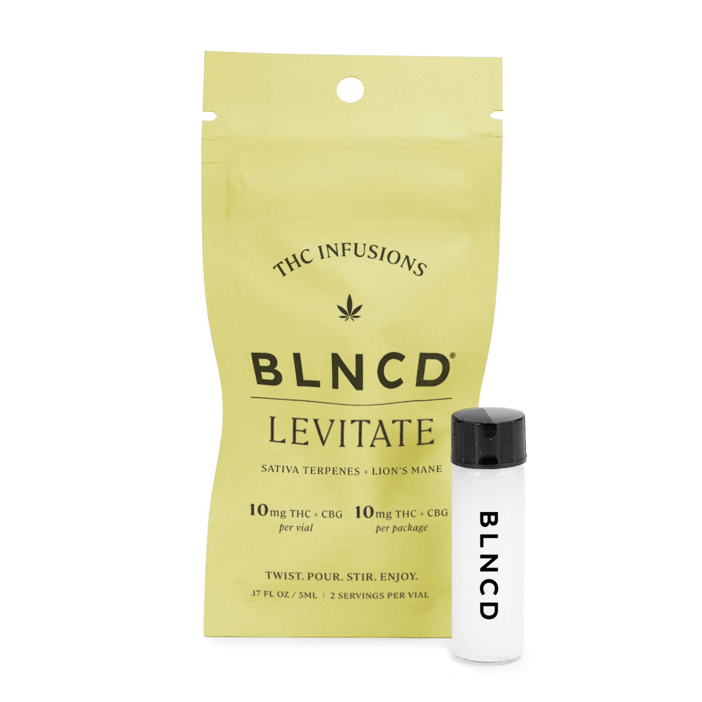 BLNCD THC Infusions package and bottle on a white background