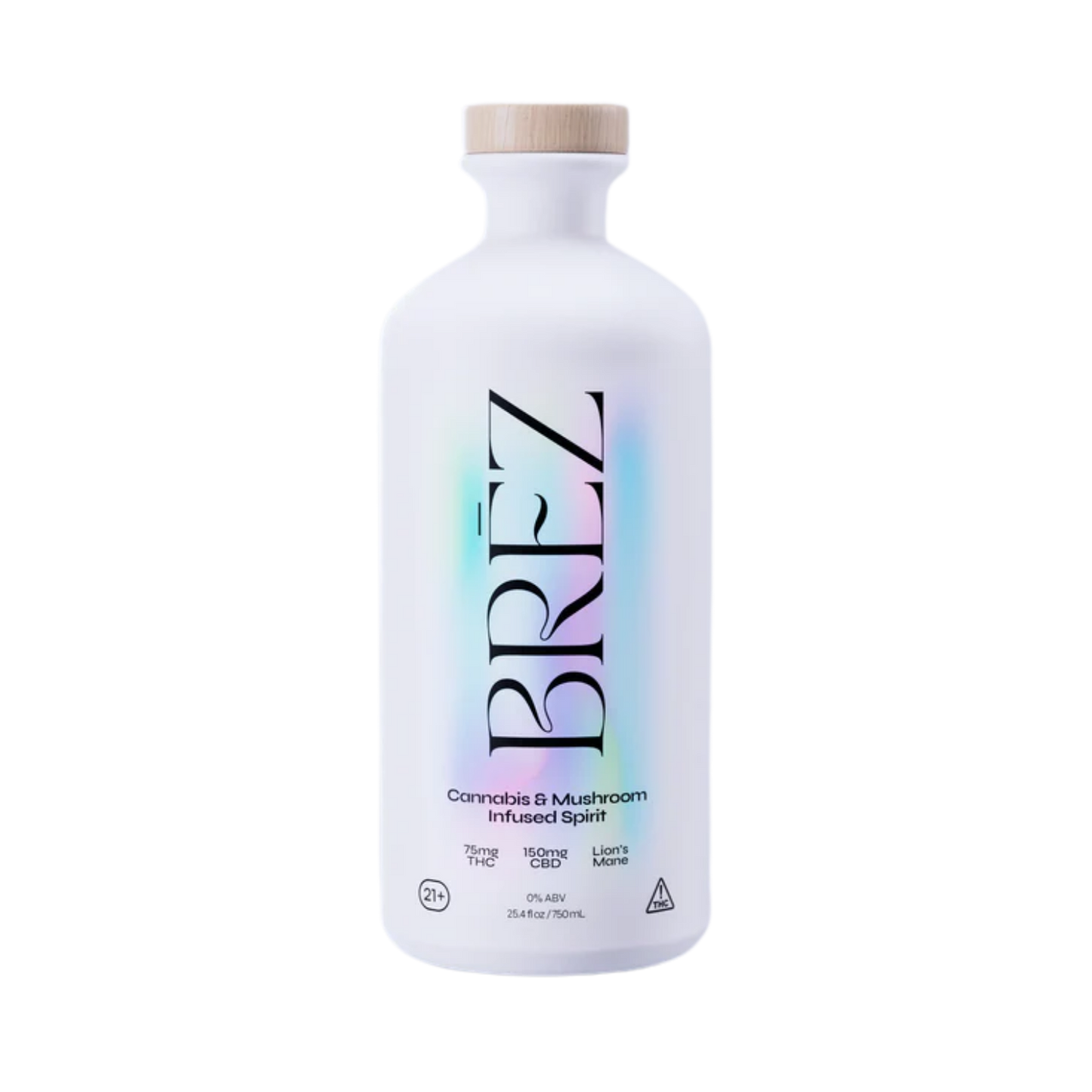 BREZ cannabis and mushroom infused spirit bottle on a white background