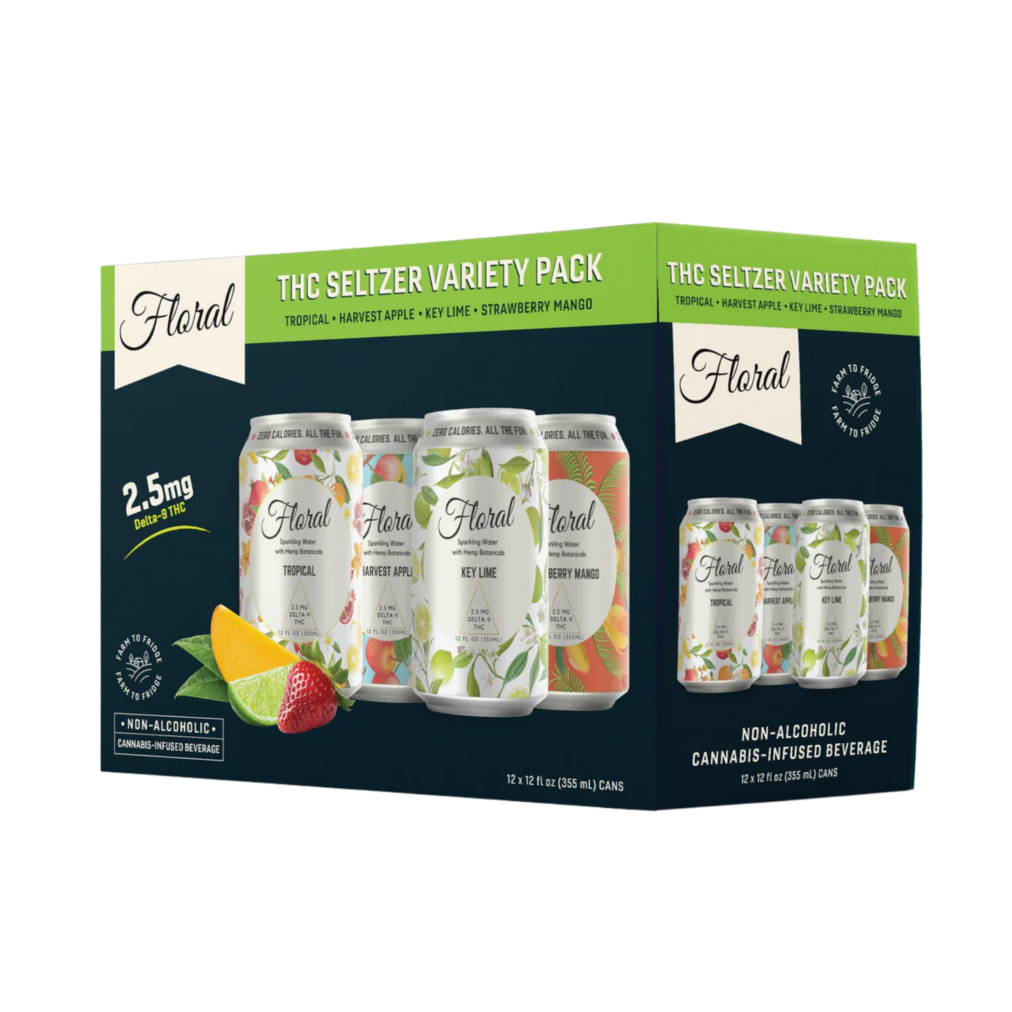 Floral THC Seltzer variety pack on a white background
