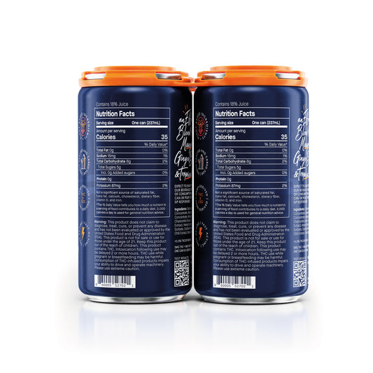Two blue cans with orange lids on a white background