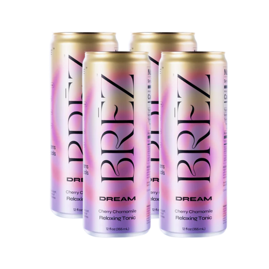 Four cans of Breezy Dream on a white background