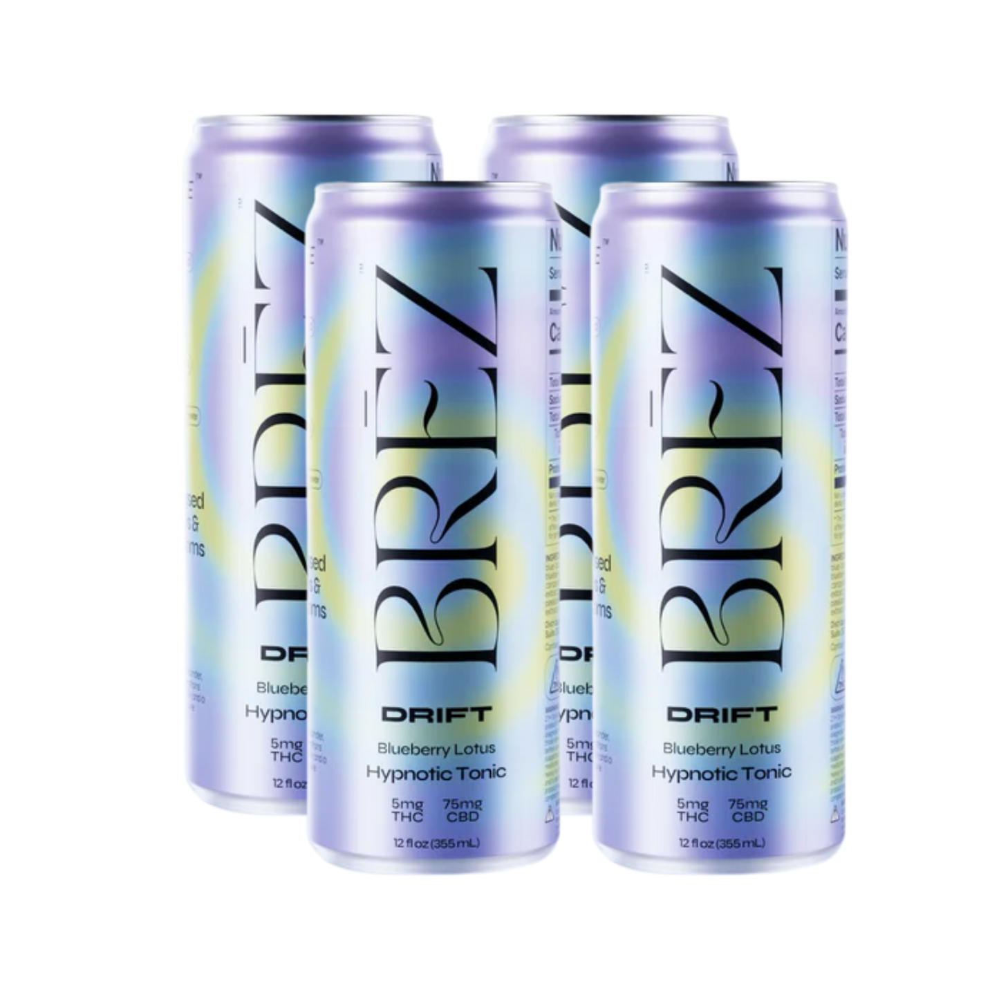 Four cans of Brez Drift on a white background