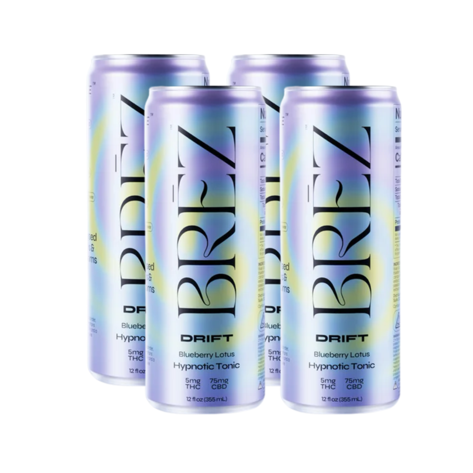 Four cans of Brez Drift on a white background