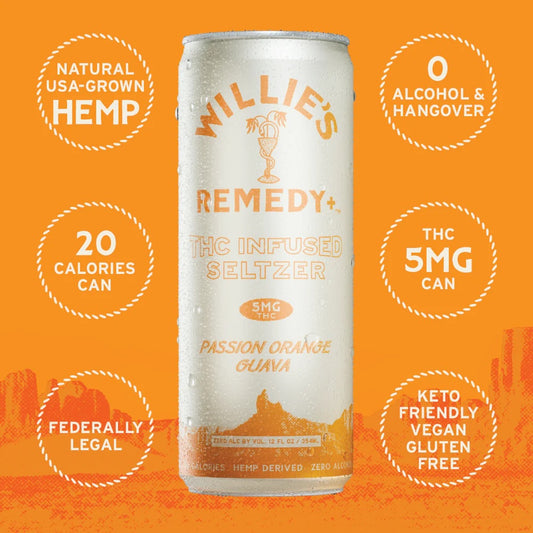 Willie's Remedy 5mg THC Infused Seltzer Passion Orange Guava | 4-pack